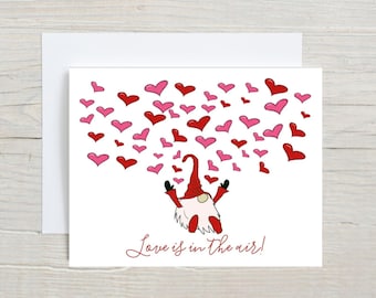 Cute Valentine Card, Gnome Valentine's Day Card, Single Card