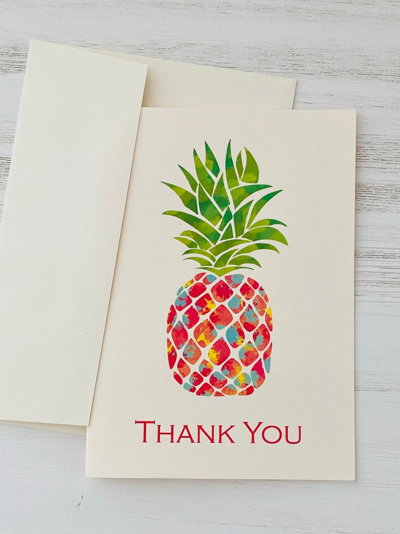 Thank You Notes Set of 10 Colorful Pineapple Note Cards