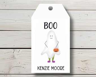 Personalized Halloween Gift Tags, Treat Bag Tags, Ghost Party Favor Tags, Boo Bag Tags