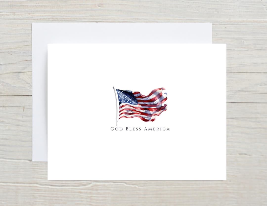 American Flag Note Cards | Patriotic Stationery | Set of 10 - Etsy