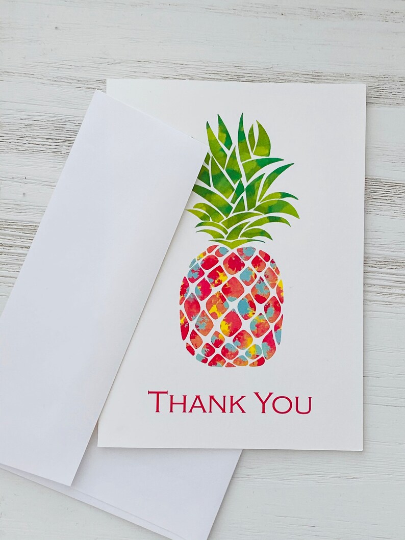 Thank You Notes Set of 10 Colorful Pineapple Note Cards