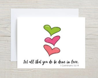 Bright Hearts Christian Card, Bible Verse Greeting Cards, Religious Stationery, Set of 10