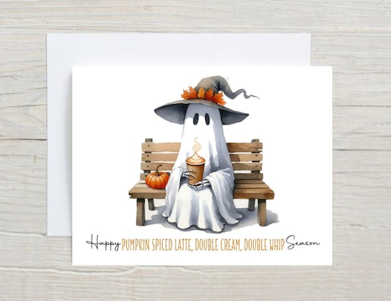 Funny Halloween Greeting Card | Pumpkin Spiced Latte Card | Happy Fall Notecard | Card for Friend