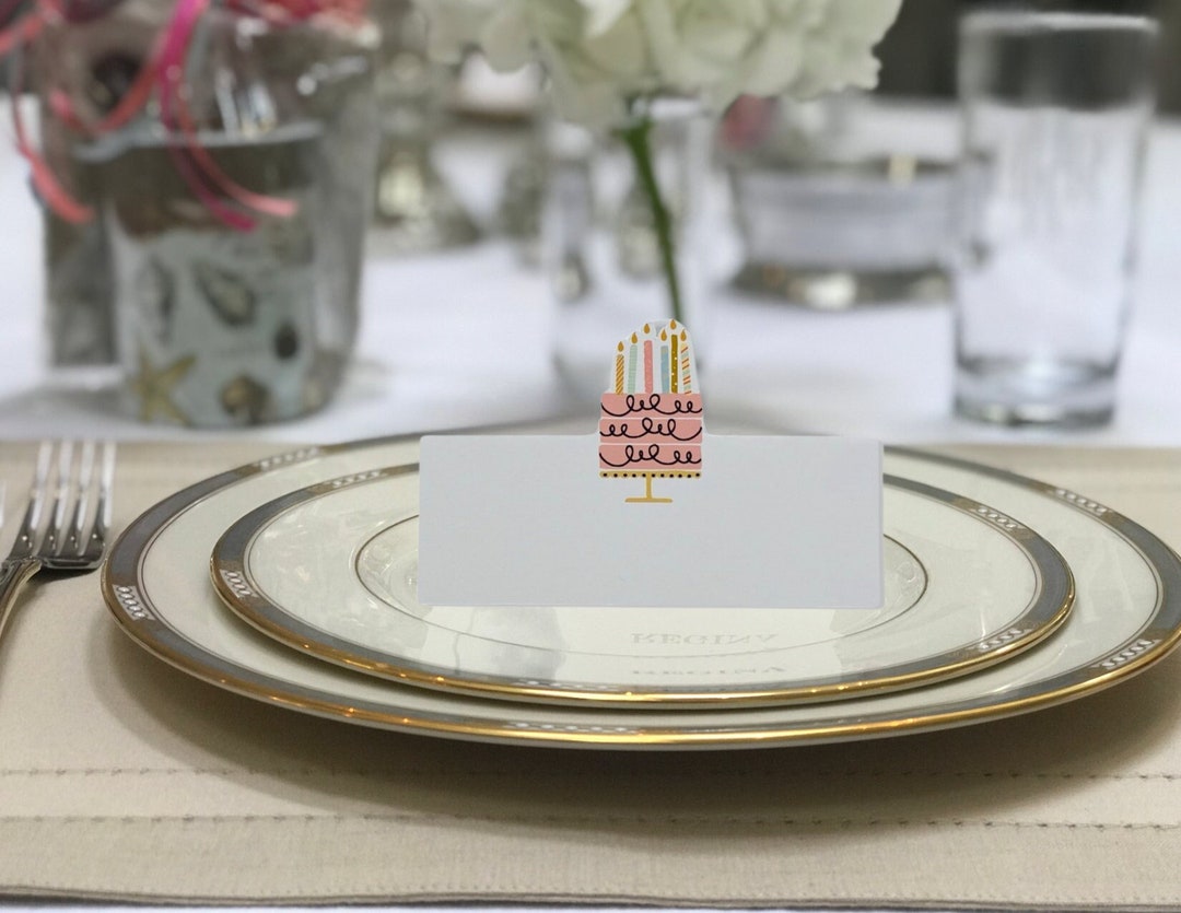 Birthday Cake Place Cards, Table Decor, Name Cards, Set of 8 Etsy