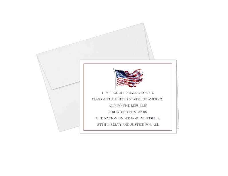 Pledge Border Pledge of Allegiance Note Cards, American Flag Stationery, Patriotic ...