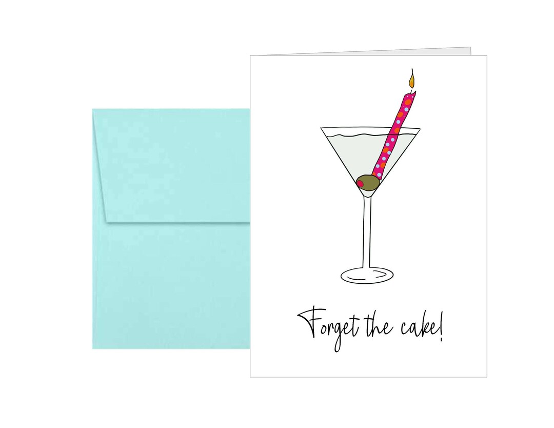 Martini Birthday Card, Funny Birthday Card, Single Card Etsy