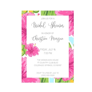 Luau Party Invitation, Printed Bridal Shower Invitations, Summer BBQ Invites, Set of 10