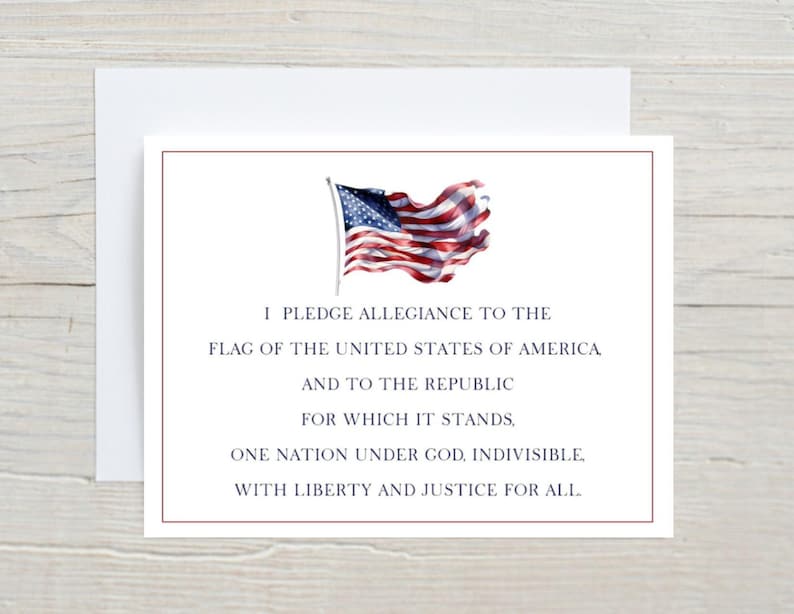 Pledge Border Pledge of Allegiance Note Cards, American Flag Stationery, Patriotic ...