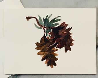 Pinecone Note Cards, Set of 10 Rustic Blank Stationery Cards