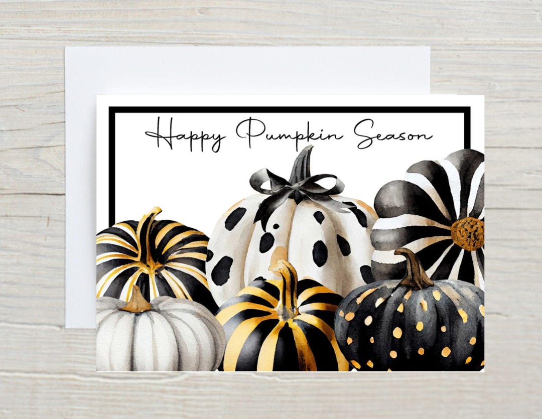 Fun and Colorful Fall Pumpkin Greeting Cards, Autumn Note Cards, Set of ...