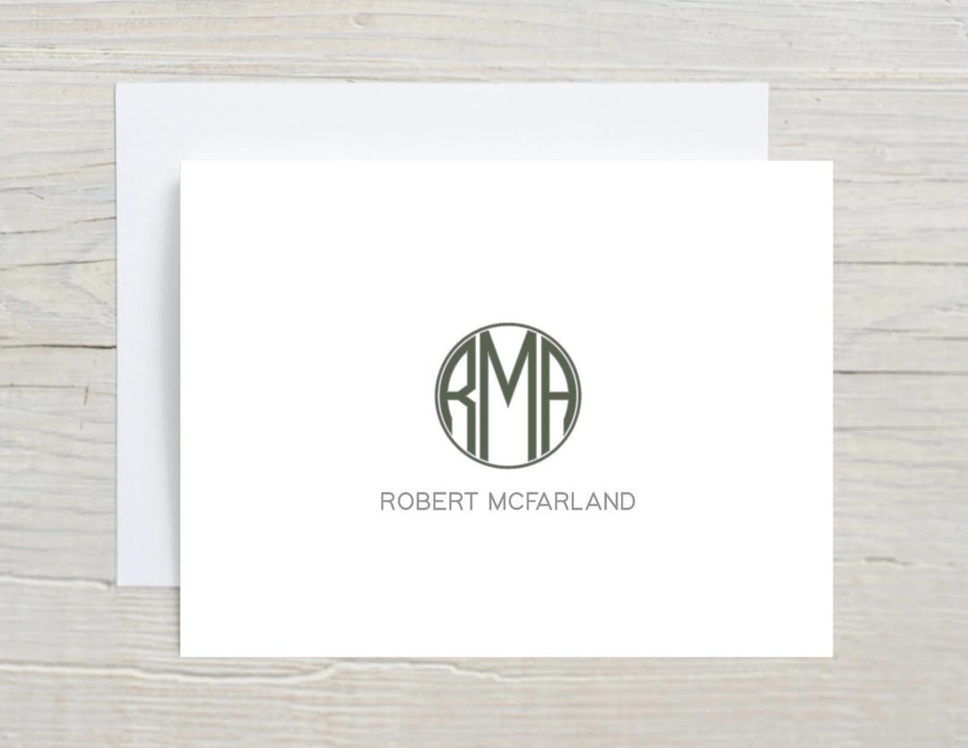 Monogrammed Note Cards | Personalized Circle Monogram Cards ...