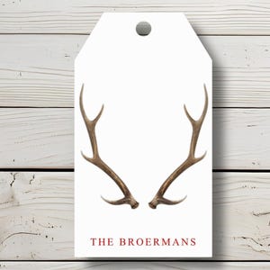 Personalized Antler Gift Tags, Christmas Tags, Family Name Tags with Twine
