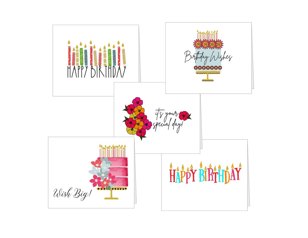 Birthday Card Variety Pack One Set of 10 Two of Each Style Etsy