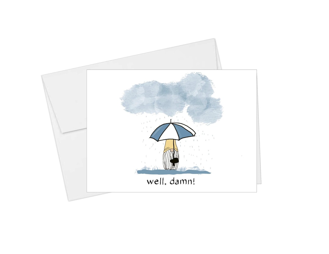 Rainy Day Gnome Greeting Card, Bad Day Card, Sympathy Cards - Etsy