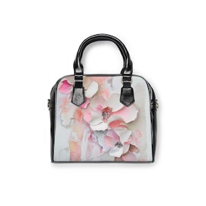 Shoulder Handbag with 3D Pink Flowers Design, Floral Purse for Women, Crossbody Bag, Tote Bag, Gift for Her, Spring Fashion Accessory