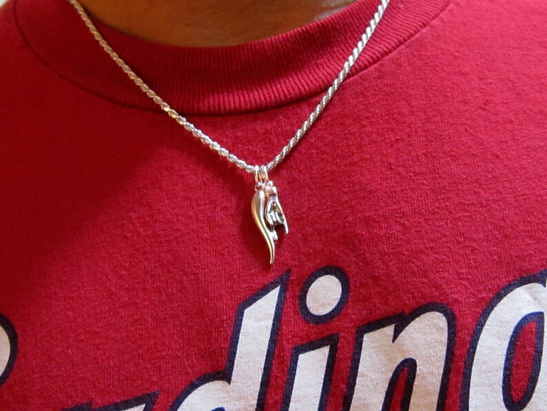 Mens Silver Italian Horn Necklace with HEAVY CHAIN included Etsy