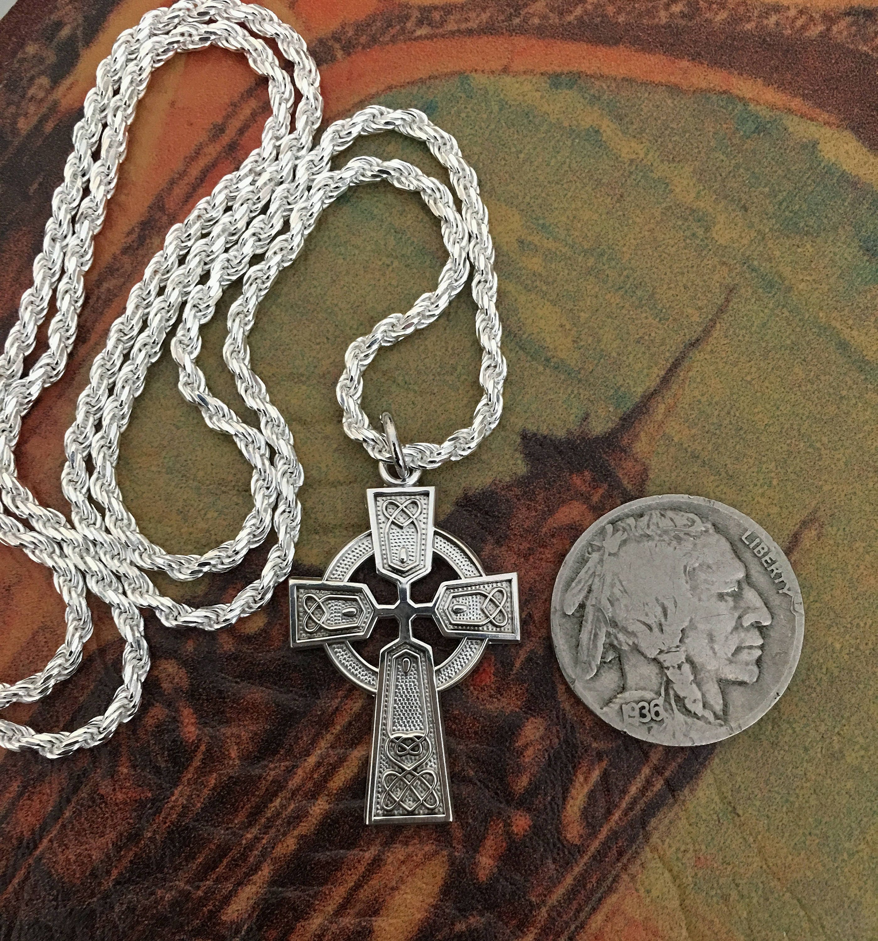 MENS Sterling CELTIC Cross Necklace .925 Solid Sterling | Etsy