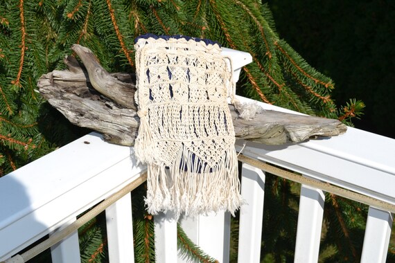 Vintage cotton Macrame Boho Drawstring Small Purs… - image 5