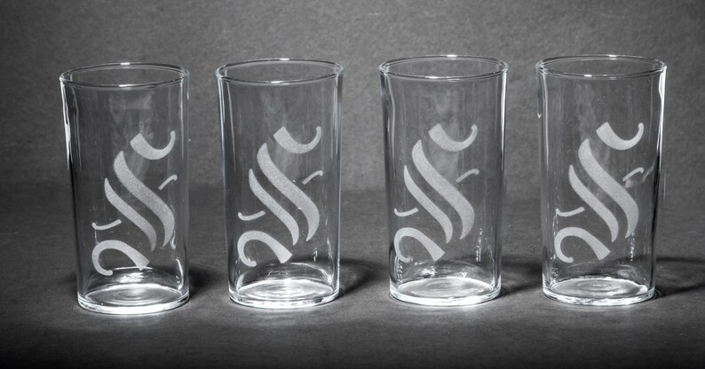 Vintage Monogrammed Water Glasses Set of Five - Etsy
