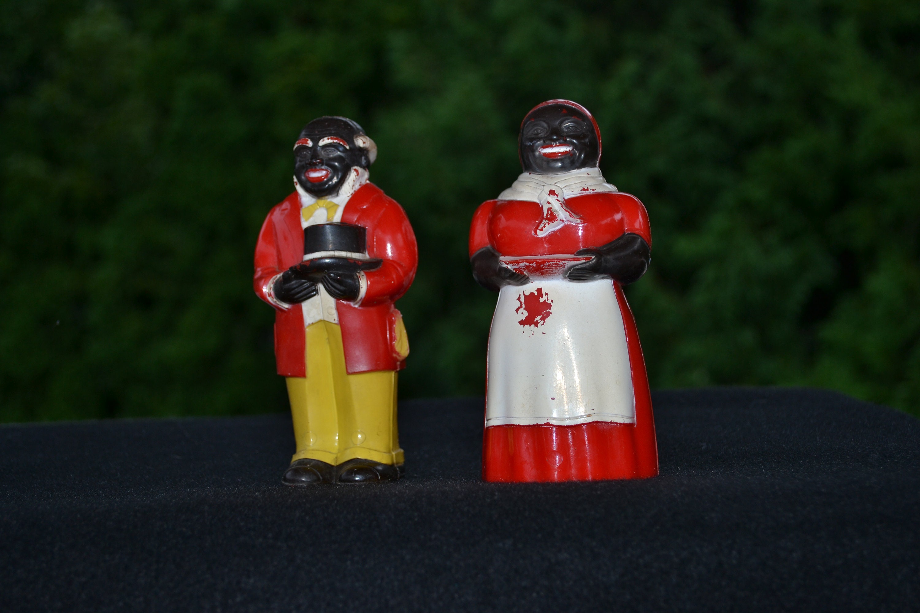 Vintage Aunt Jemima and Uncle Mose Salt and Pepper Shakers - Black 