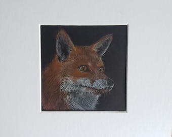 Desenho original de raposa vermelha - Vida selvagem britânica - Arte animal - Presente para amantes da natureza - Presente de Natal