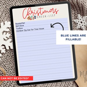 Christmas Check/Wish List FILLABLE PDF Printable