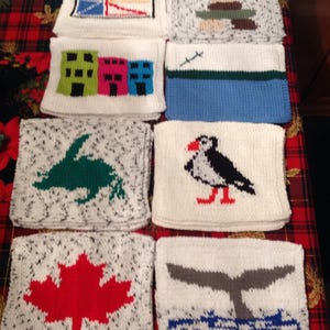 Hand knit Dish cloths with Newfoundland Map