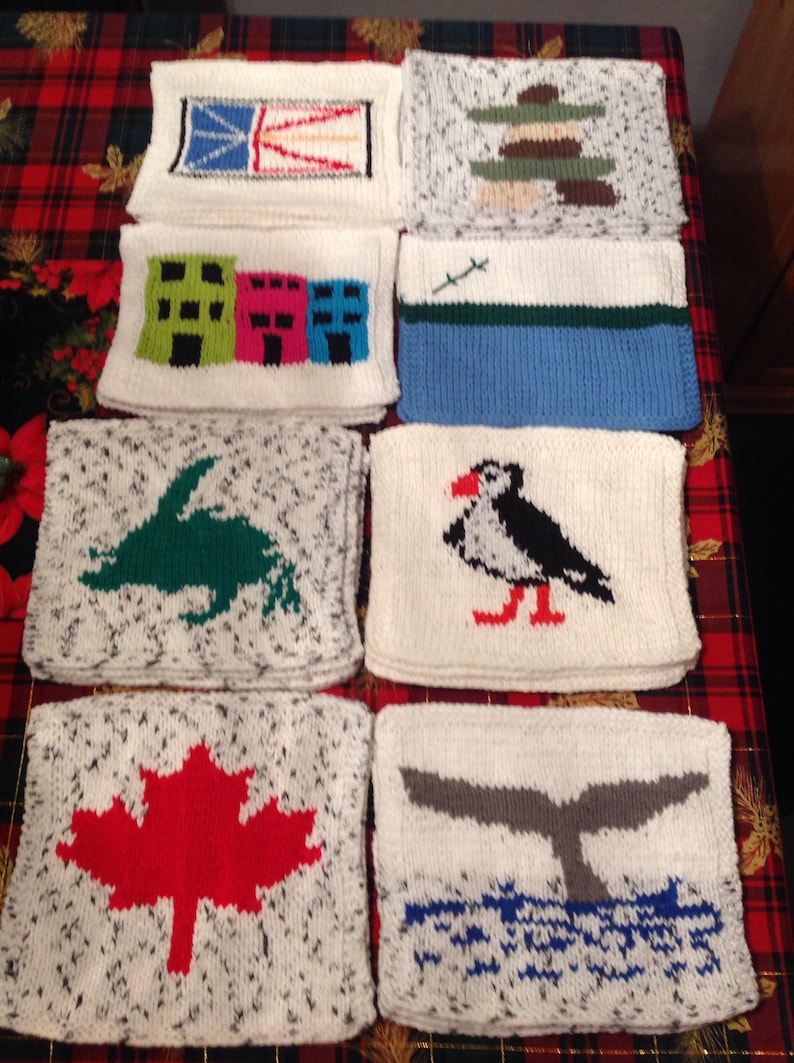 Hand knit Dish cloths with Newfoundland Map Etsy