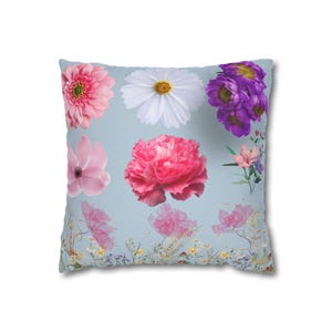 Flower Pillowcase, Floral Cushion Cover, Nature Decor, Butterfly Pillow Sham, Botanical Throw Pillows, Home Accent