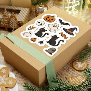 Halloween Kiss-Cut Stickers: Spooky Cat, Ghost & Pumpkin Decals