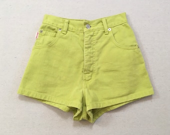 neon yellow jean shorts