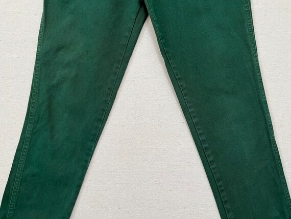 1990's, high waist jeans in forest green - image 6
