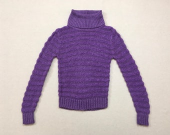 1970's, nubby, semi-sheer, wide turtleneck sweater, in lavender