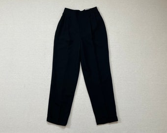 1990's, wool, paperbag waist, pleated front pants in black by Hugo Buscati