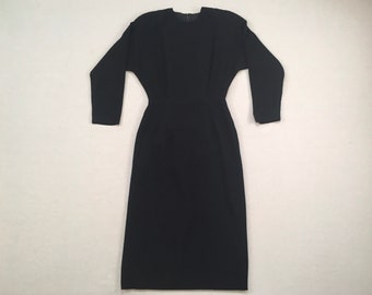 1980's, wool, Dolman Sleeve dress, in black