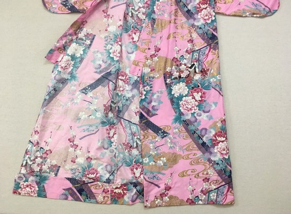 1980's, cotton kimono, in pink, with lavender, aq… - image 6