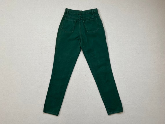 1990's, high waist jeans in forest green - image 8