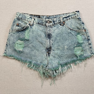1990's, distressed Levi's, denim cut-off shorts