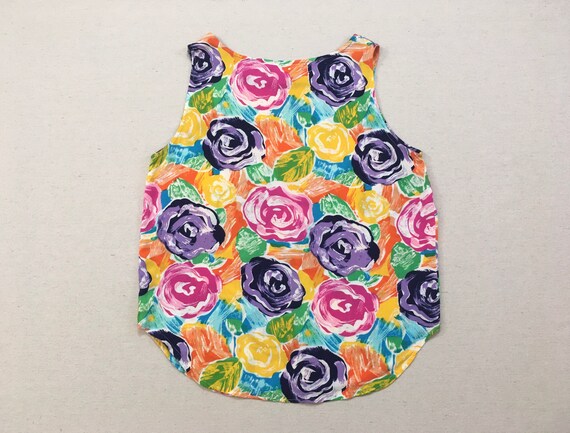 1990's, rayon, tanktop, in colorful, rose print - image 10