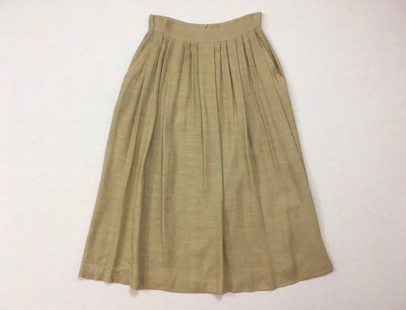 1980's, woven, rayon/flax blend, pleated skirt, i… - image 1