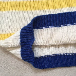 1980's, 3/4 sleeve, anchor, tunic sweater, in white with yellow stripes and blue trim, by Catalina image 9