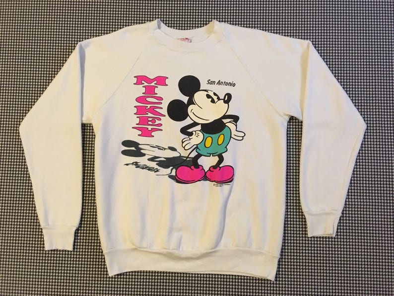 Mickey Mouse \u201cSan Antonio,\u201d sweatshirt in white 1980/'s Women/'s size Large