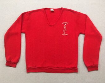 1980's, V-neck "The N.H.S. Singers" sweater, in red