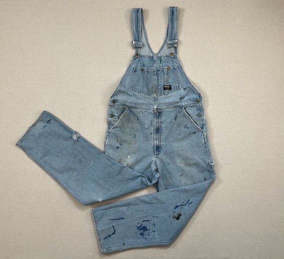 1990's, worn/distressed, denim overalls by Osh Ko… - image 1