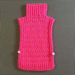 1960&#39;s, handknit, turtleneck dickie, in neon pink, One size fits all