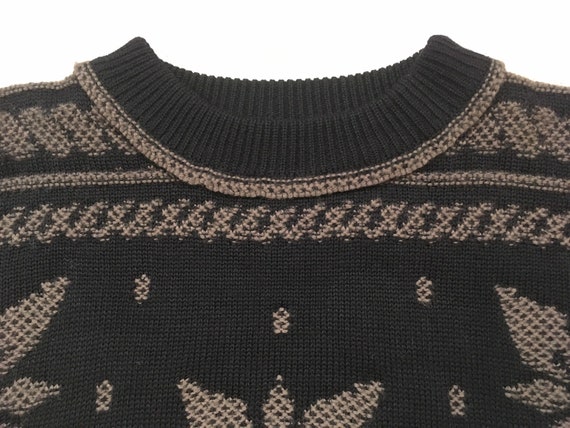 1980's, wool blend, ski sweater, in black and mau… - image 2