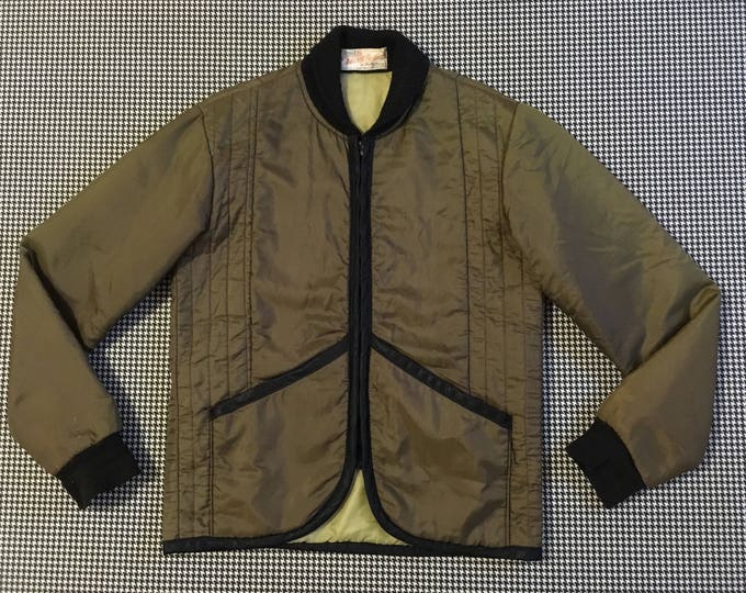1970's Quilted Nylon Work Jacket in Drab Olive With Etsy