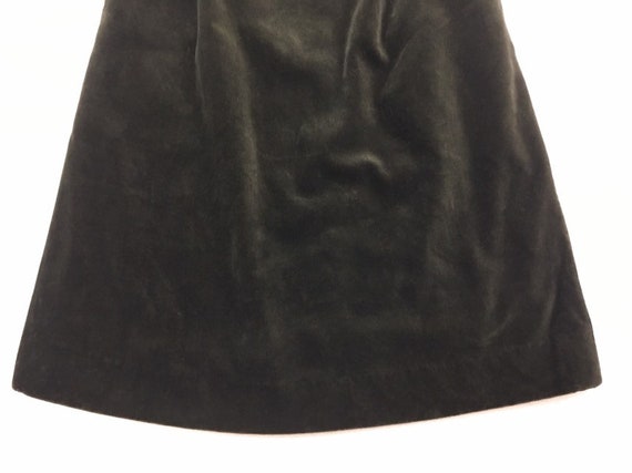 1980's, A-line, velvet skirt in dark olive-gray - image 7