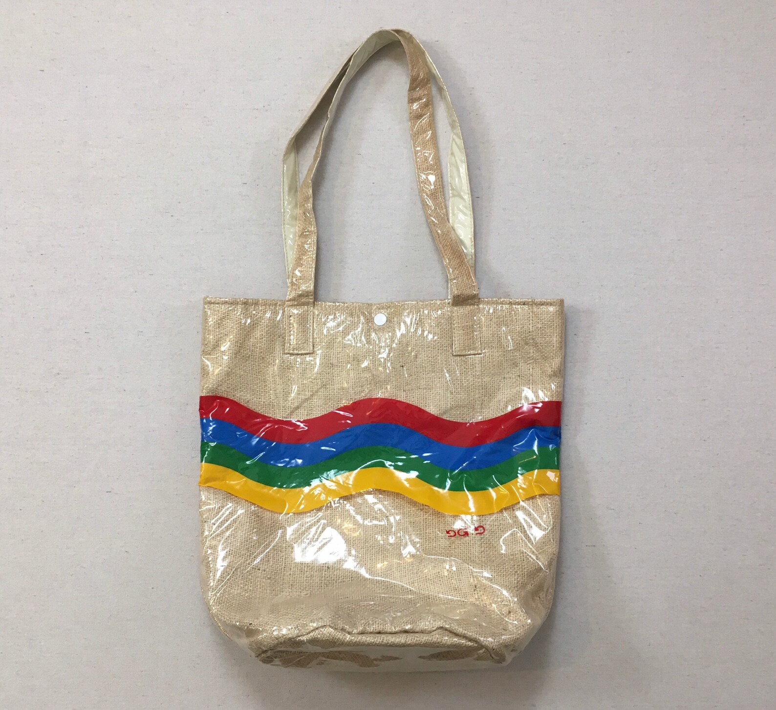 1950s Large Burlap Beach Bag