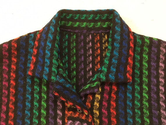 Woven, wooly, cuff sleeve, button front, top, in … - image 2